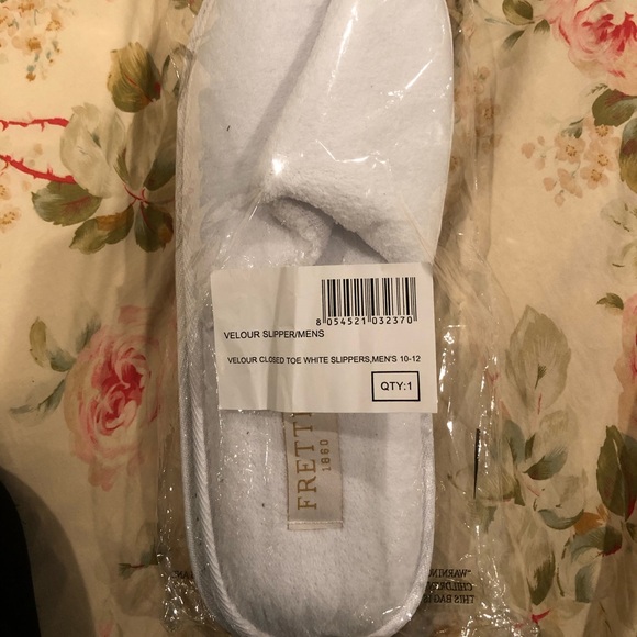 Frette Velour closed toe white slippers mens 10-12 - Picture 5 of 6